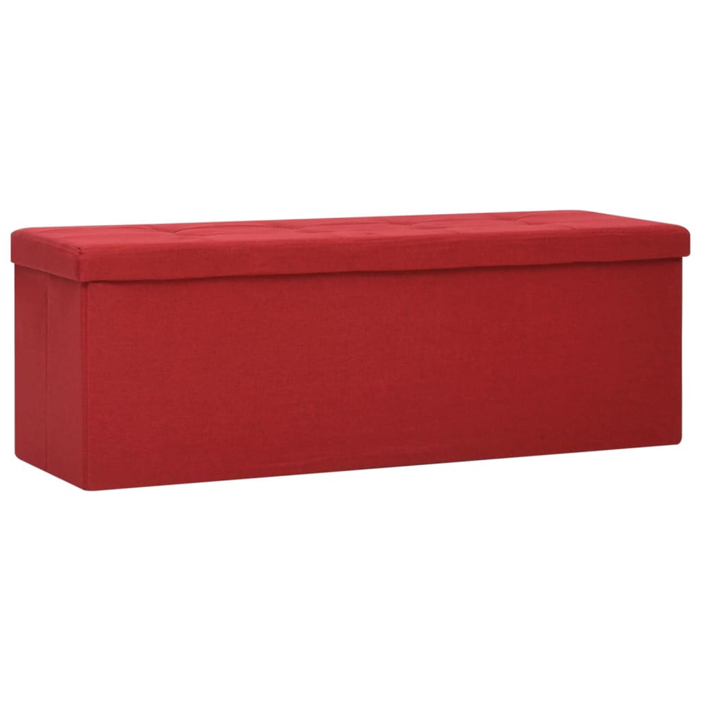 Banc de rangement pliable rouge bordeaux faux lin