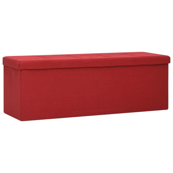 Banc de rangement pliable rouge bordeaux faux lin