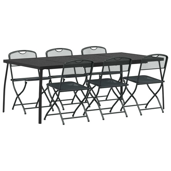 Ensemble de meubles d'extérieur 7 pcs anthracite fer et acier