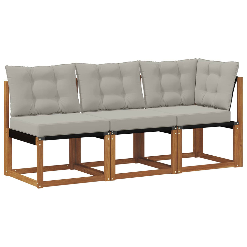 Canapé d’extérieur milieu et coin avec coussin 3 pièce naturel