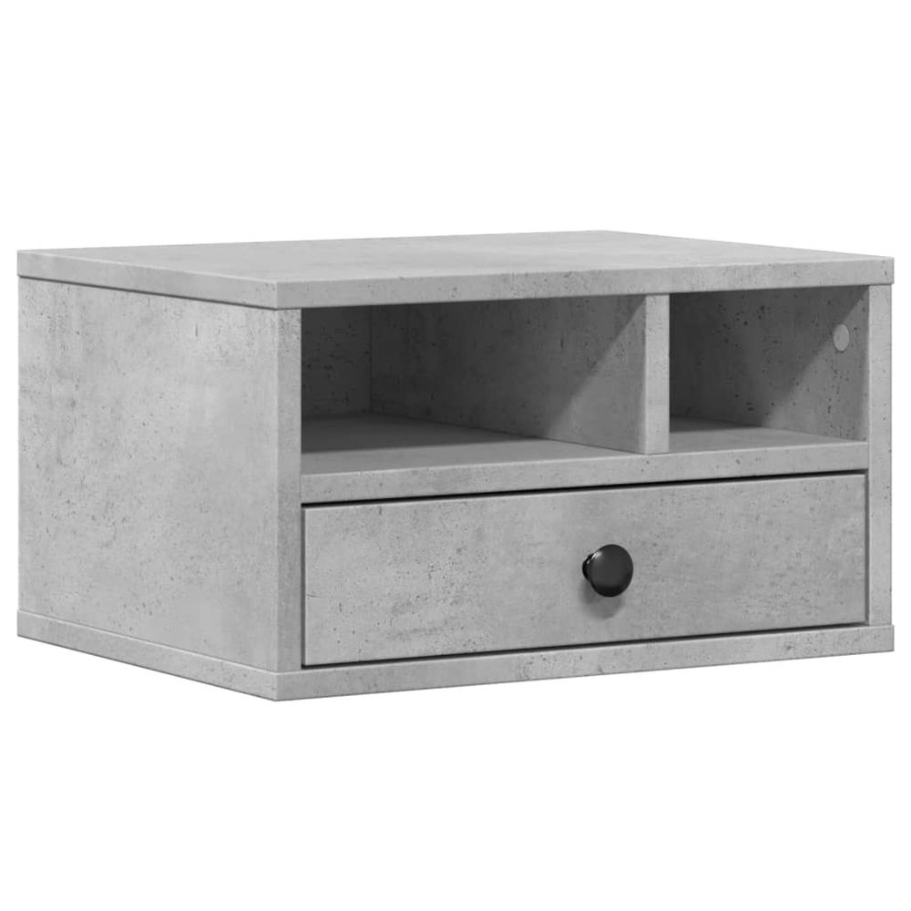 Support d'imprimante gris béton 40x32x22,5 cm bois d'ingénierie
