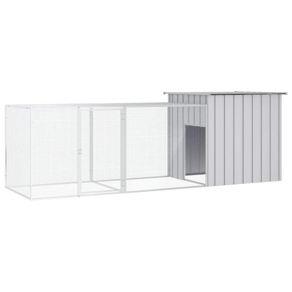 Cage poules acier galvanisé extérieur volailles parc modulable 300x91x100cm gris