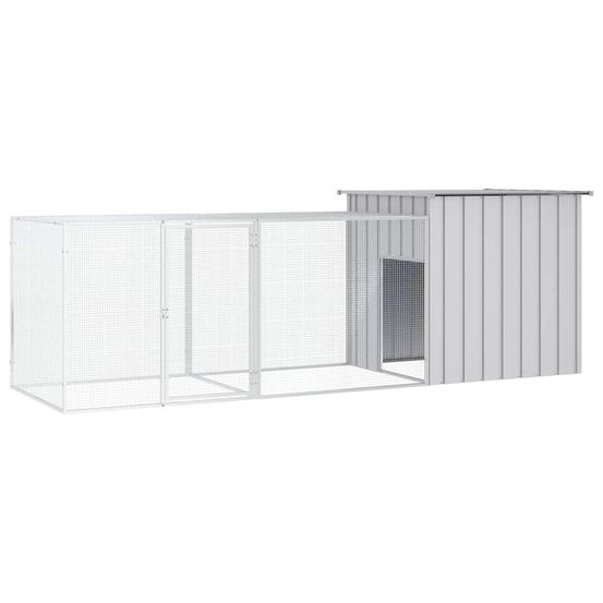 Cage poules acier galvanisé extérieur volailles parc modulable 300x91x100cm gris
