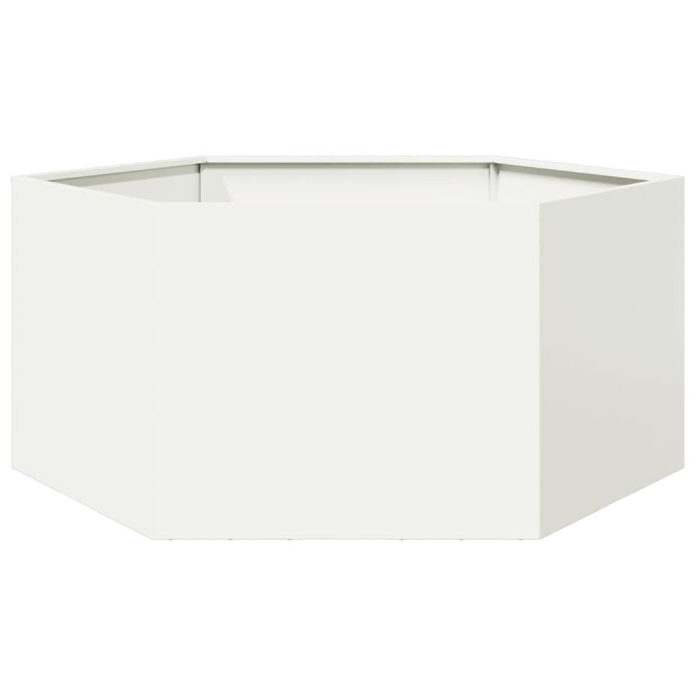 Jardinière d'extérieur blanc hexagone 104x90x45 cm acier