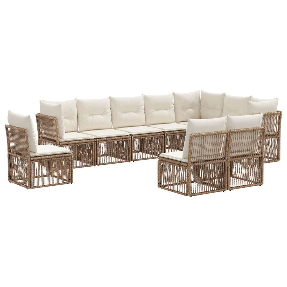 Ensemble de canapé de jardin 10 pcs beige polyrotin