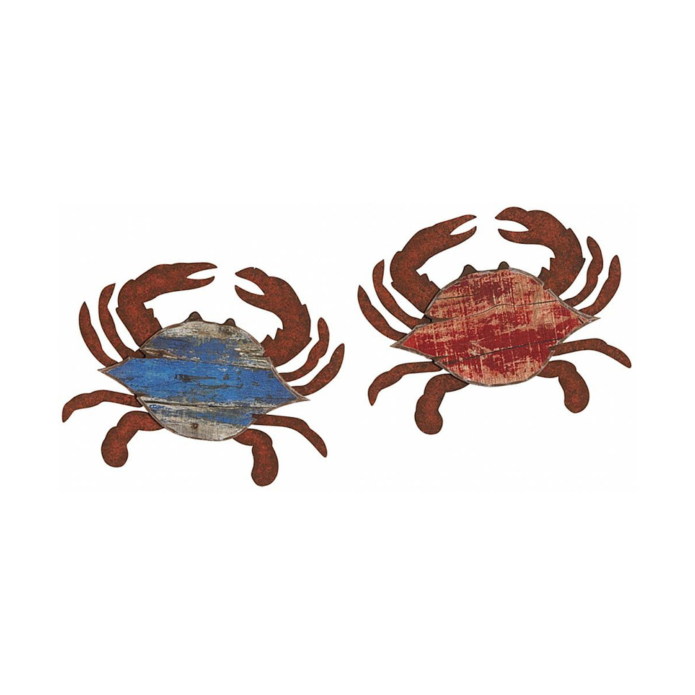 Crabes rouge et bleu déco murale (lot de 2)
