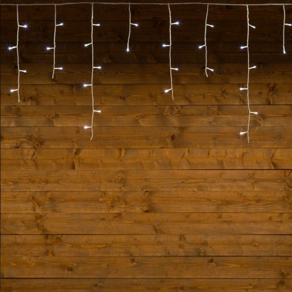 Guirlande stalactite 10m h 60cm 255 led blanc froid 8 programmes câble blanc lotti