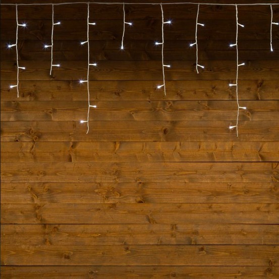 Guirlande stalactite 10m h 60cm 255 led blanc froid 8 programmes câble blanc lotti