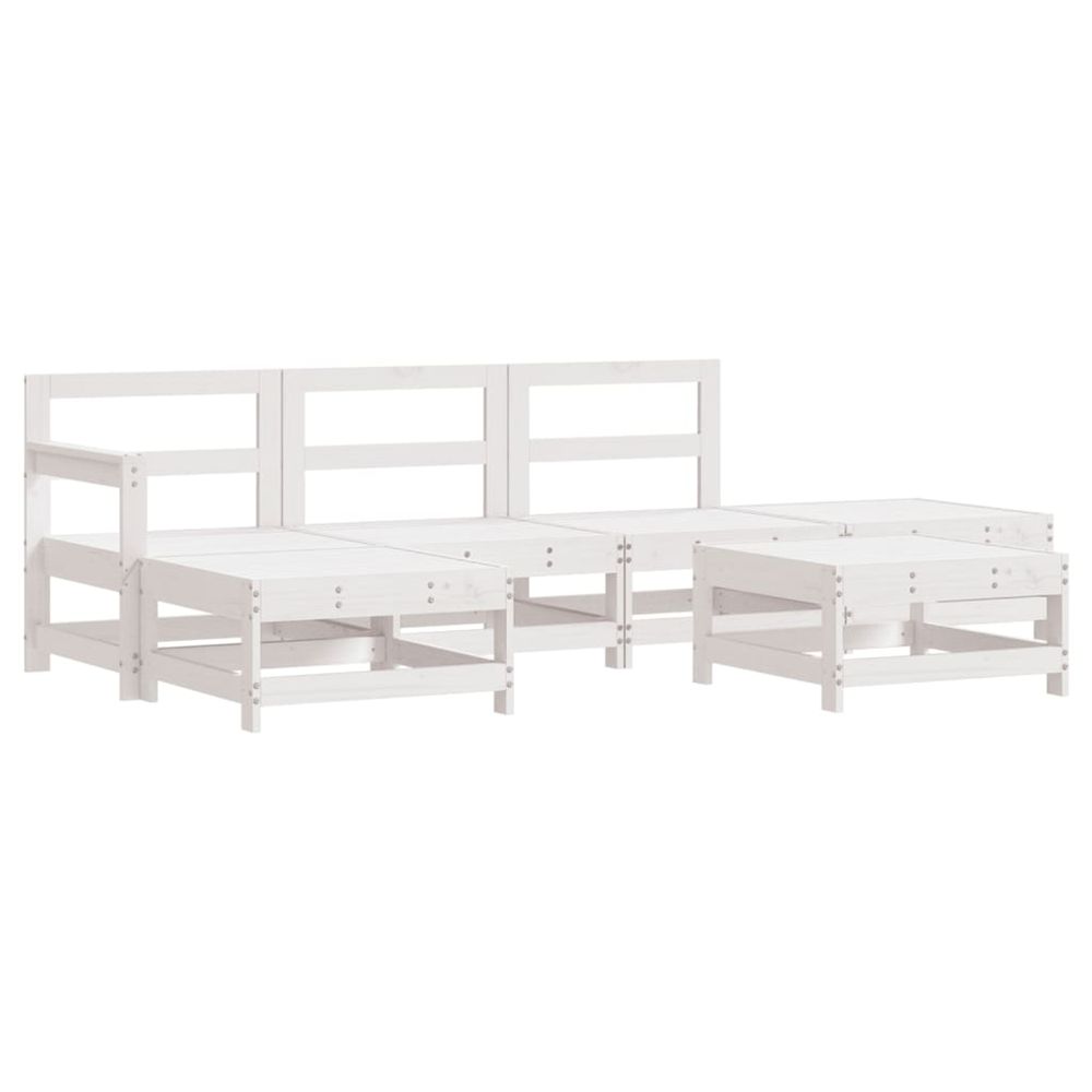 Salon de jardin 6 pcs blanc bois de pin massif