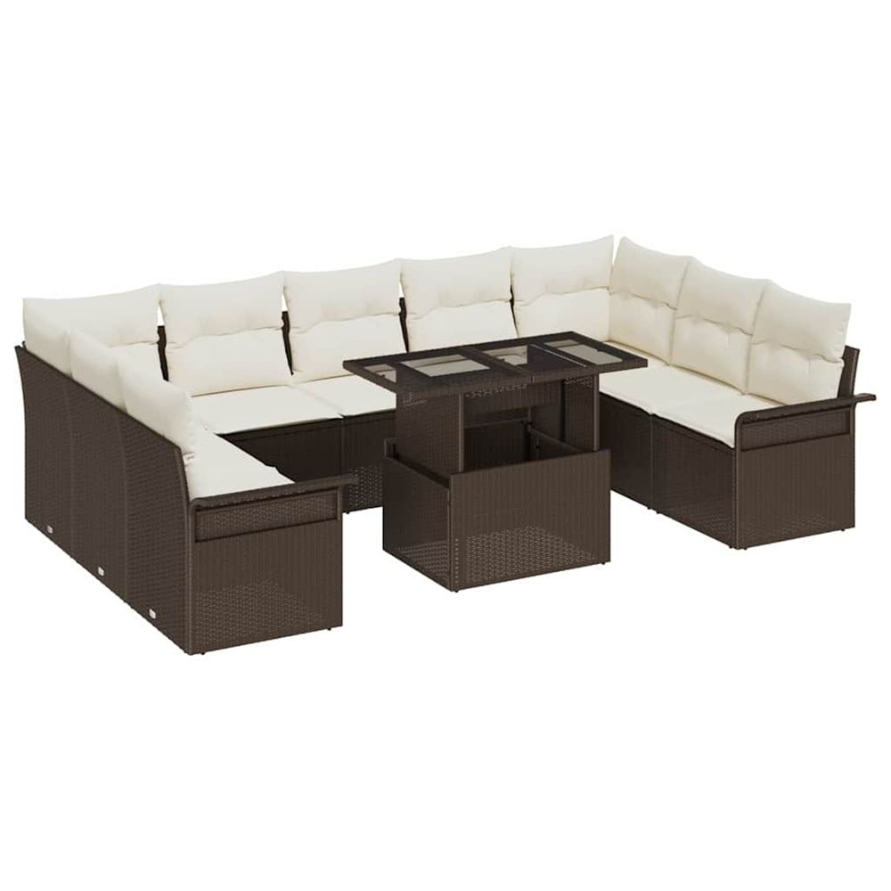 Ensemble de canapé de jardin 10 pc marron poly rattan