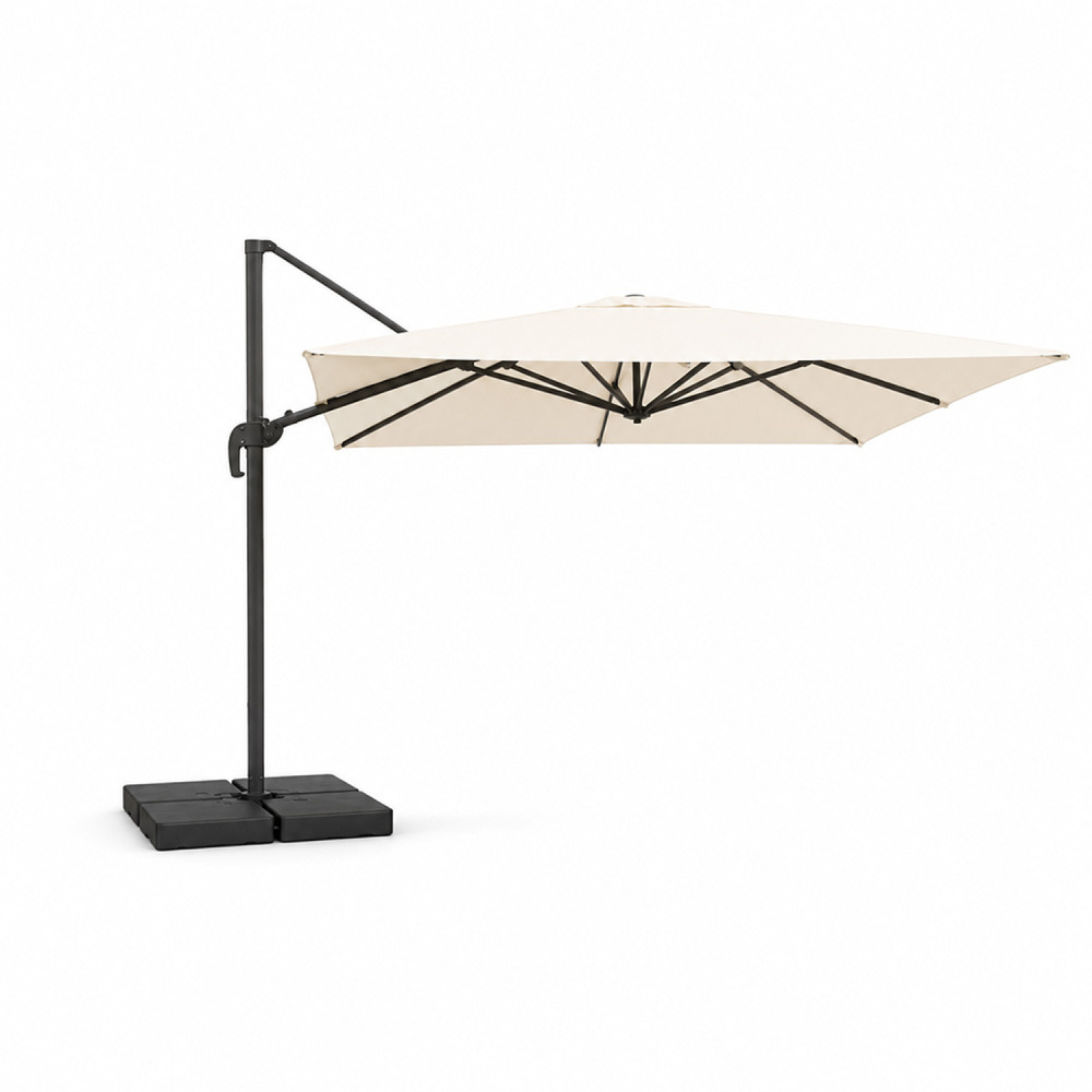 Parasol rectangulaire 4x3m déporté rotatif écru en aluminium cezir