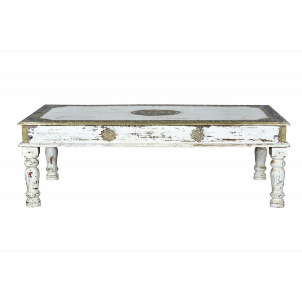 Table basse bronze bois-bronze blanc - ormélia décoration d'autrefois