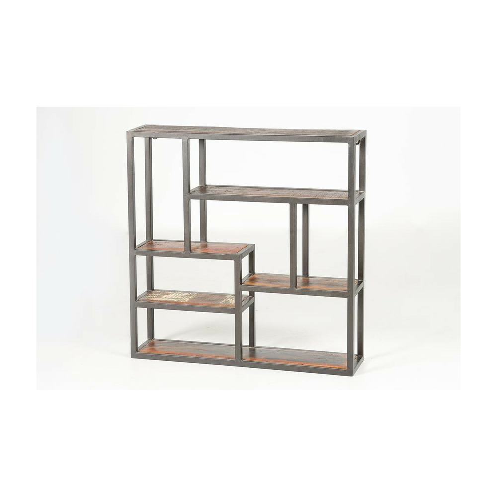 Etagère murale bois-métal marron - décoration d'autrefois