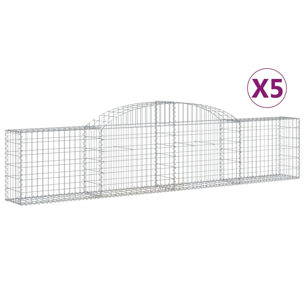 Paniers à gabions arqués 5 pcs 300x30x60/80 cm fer galvanisé