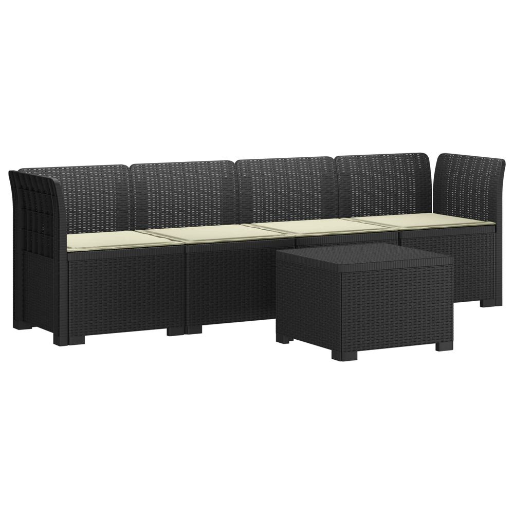 Canapé de jardin 4 places avec coussins look rotin pp