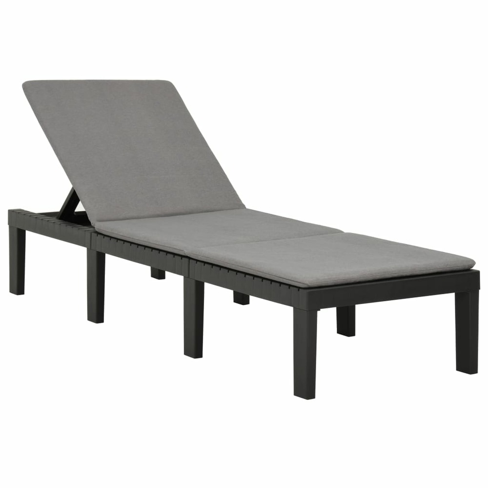 Chaise longue avec coussin plastique anthracite