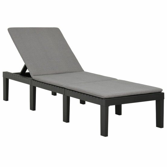Chaise longue avec coussin plastique anthracite