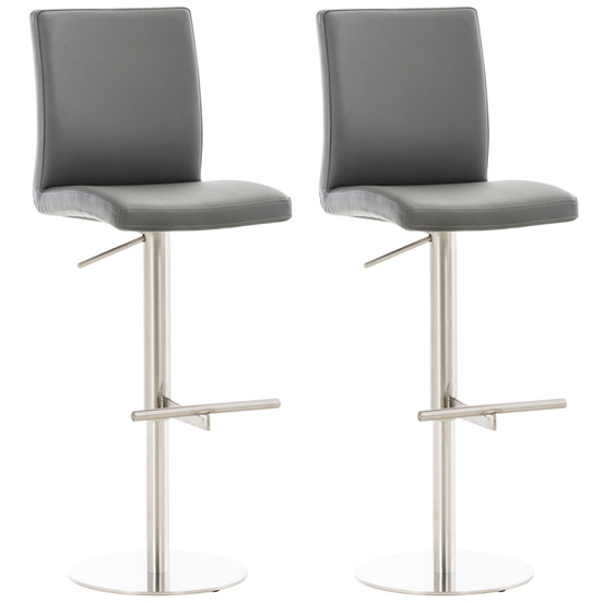 Lot de 2 tabourets de bar cadiz simili cuir inox
