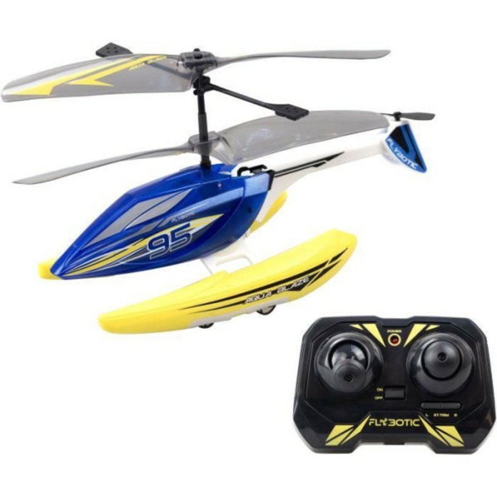 Hélicoptere télécommandé - flybotic - helico aqua blaze - 19 -5 cm - jaune et noir - des 8 ans