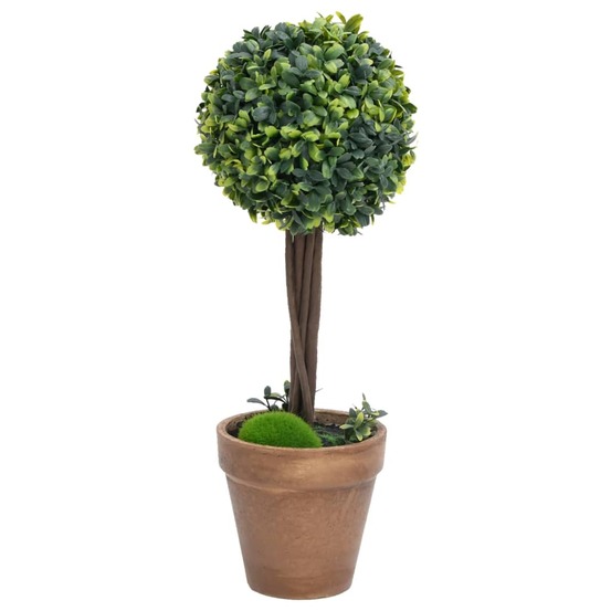 Plantes de buis artificiel 2 pcs avec pots boule vert 33 cm