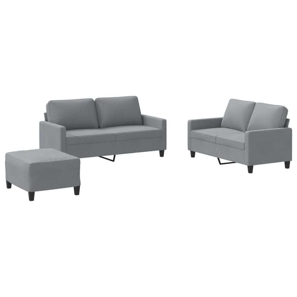 Ensemble de canapés 3 pcs avec coussins gris clair tissu