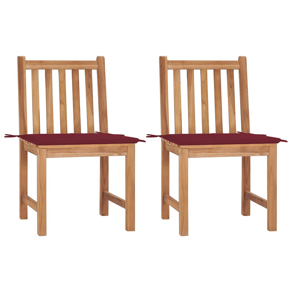 Chaises de jardin lot de 2 avec coussins bois de teck massif