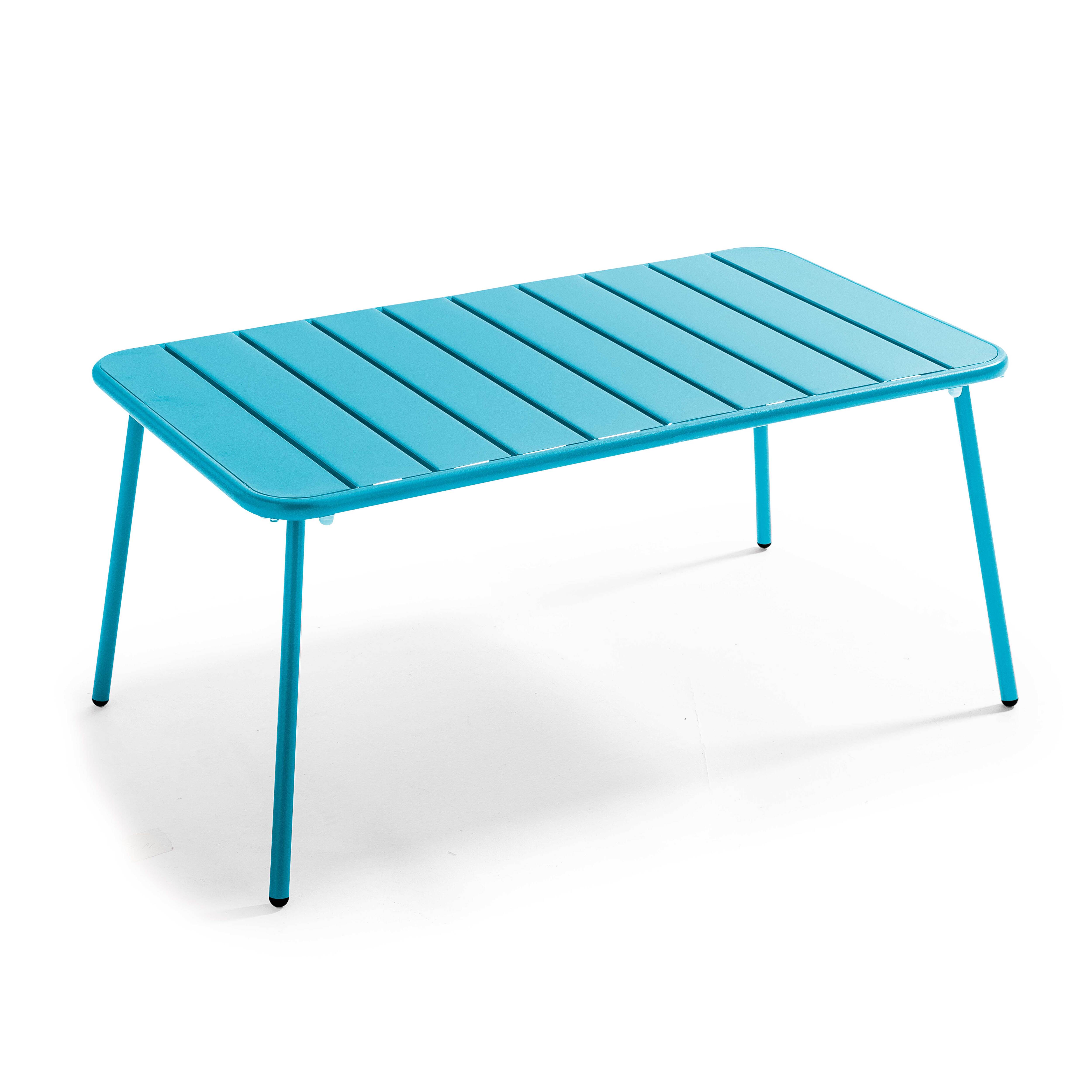 Table basse de jardin acier bleu 90 x 50 cm