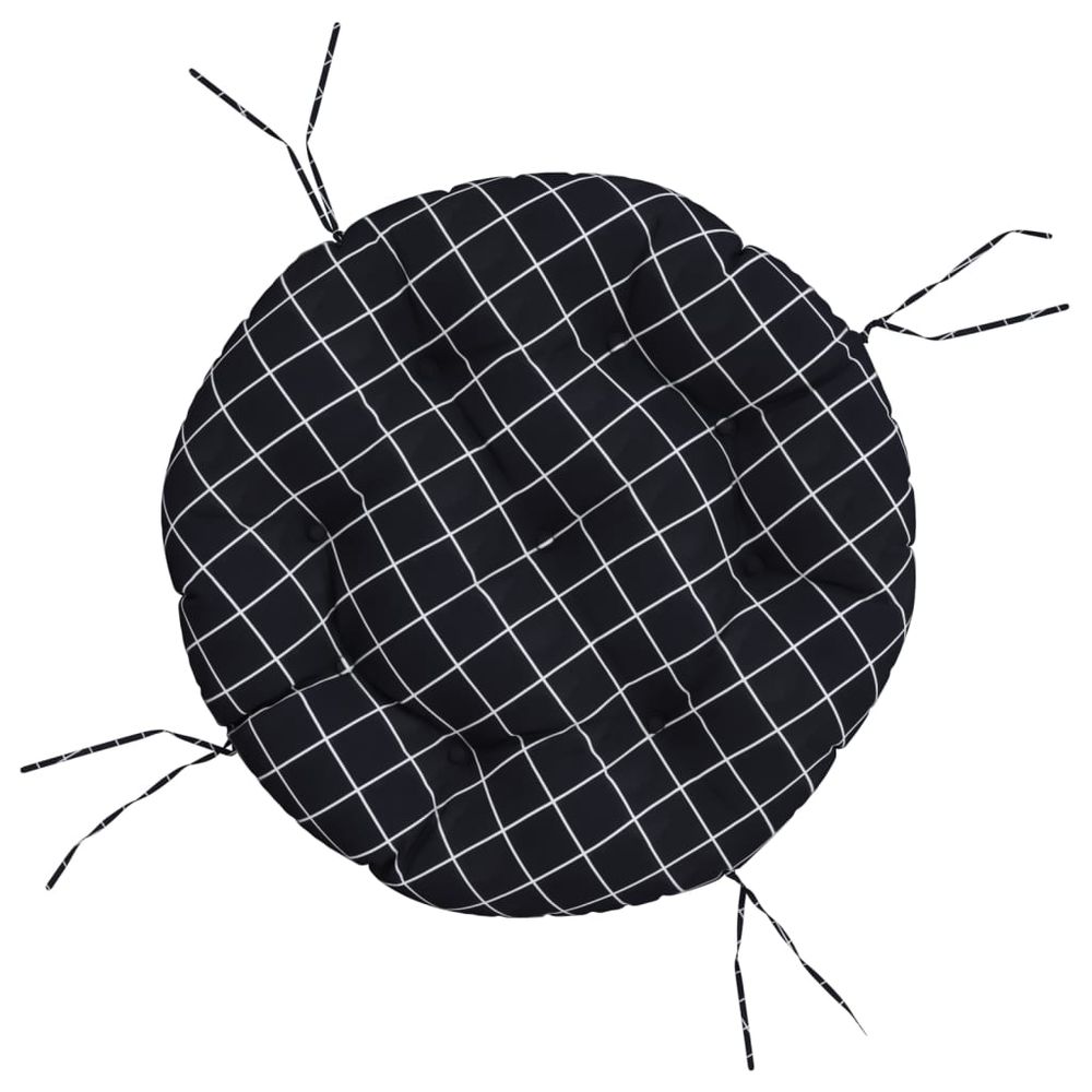 Coussin rond motif à carreaux noir ø 60 x11 cm tissu oxford