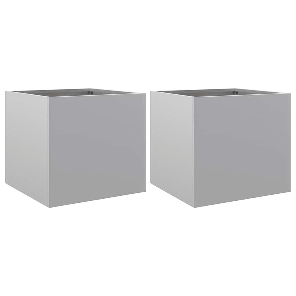 Jardinière d'extérieurs 2 pcs argenté 32x30x29 cm acier galvanisé
