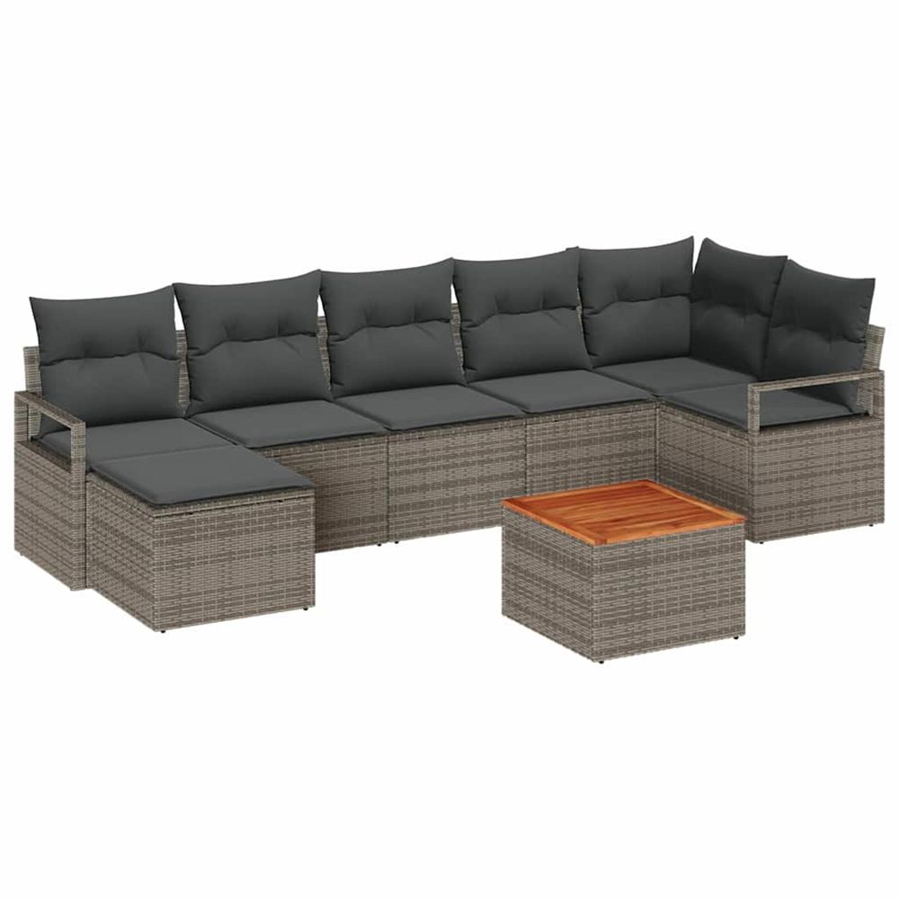 Ensemble de canapé de jardin 8 pc gris polyrotin