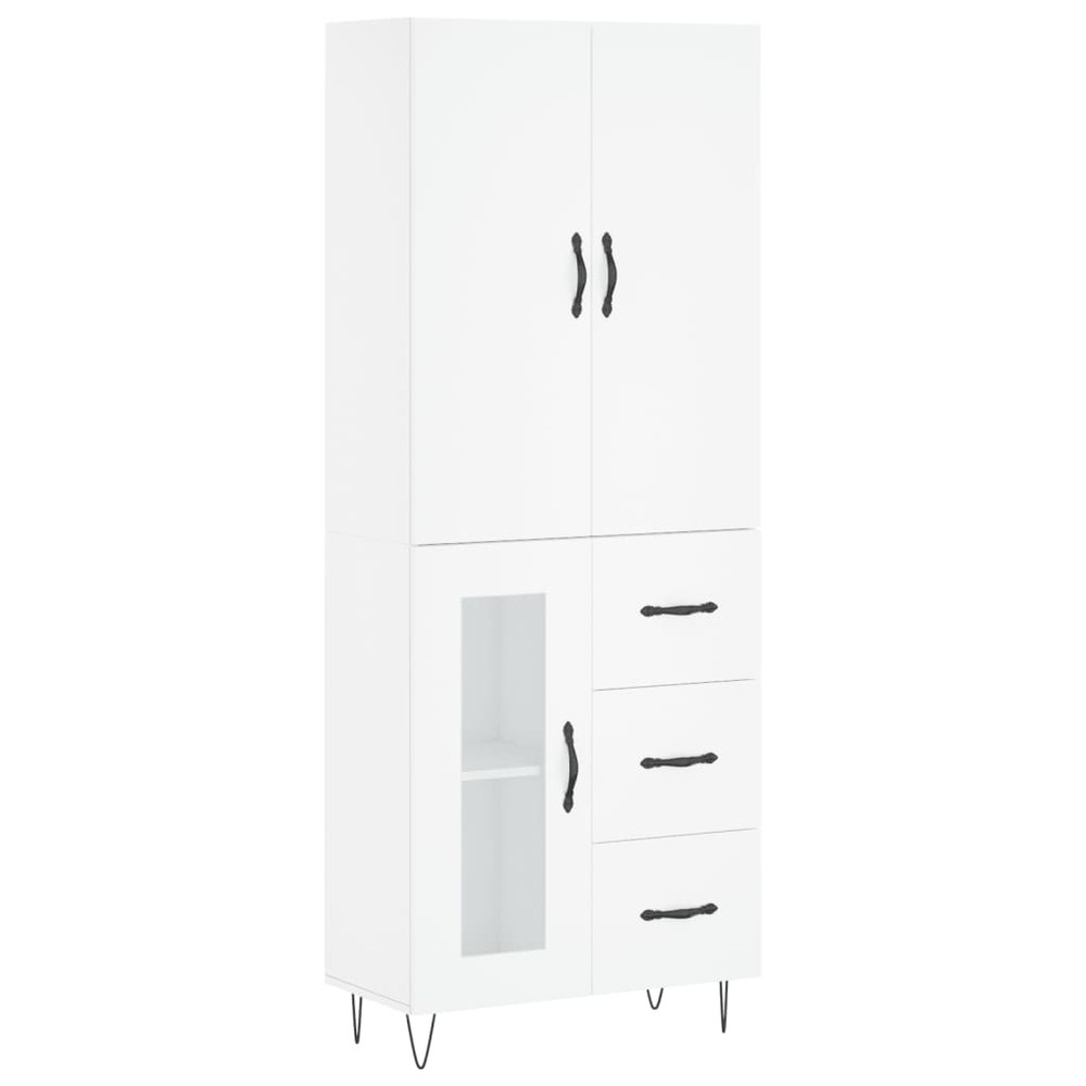 Buffet bahut commode armoire meuble de rangement organisateur cuisine salle de séjour salon haut 69,5 x 34 x 180 cm bois d'in