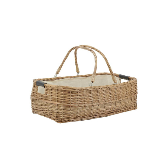 Grand panier rectangulaire en osier et coton