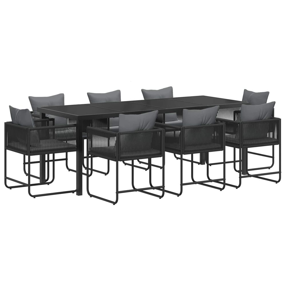 Ensemble de salle à manger pour jardin 9 pc noir et anthracite