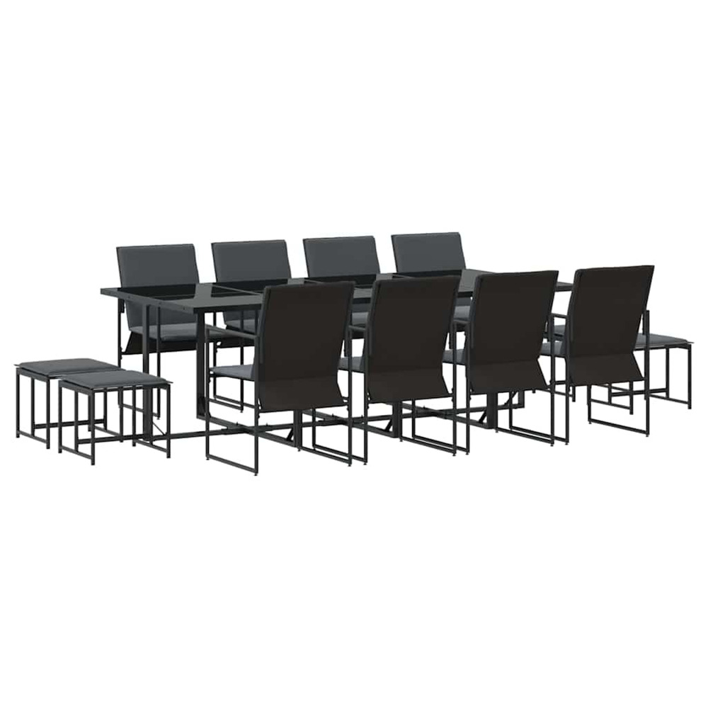 Ensemble de salle à manger pour jardin 13 pcs noir acier