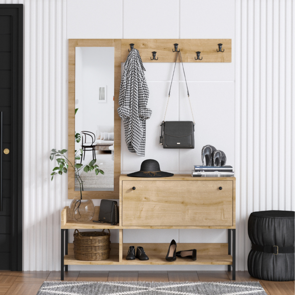 Dragor - meuble d'entrée avec porte-manteau et rangement à chaussures