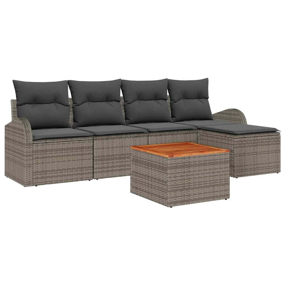 Ensemble de canapé de jardin 6 pc gris polyrotin