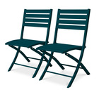 Marius - lot de 2 chaises de jardin en aluminium bleu canard