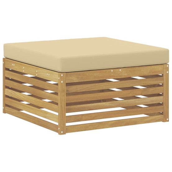 Pouf d'extérieur bois d'acacia massif blanc