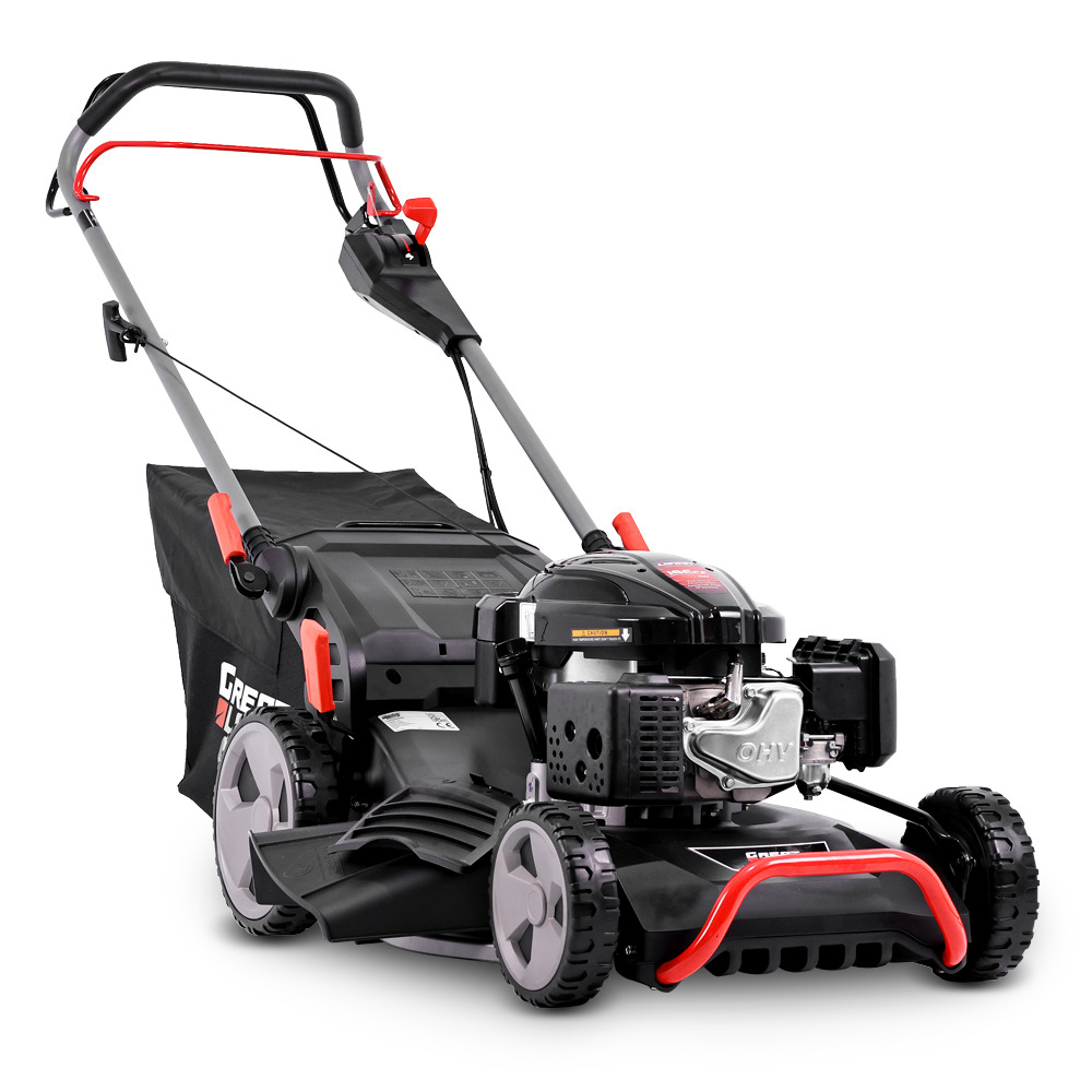 Tondeuse thermique tractée 196cc, mulching et éjection latérale