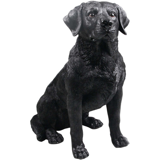 Chien labrador noir en résine assis