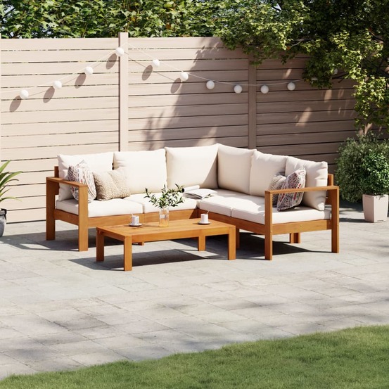 Salon de jardin avec coussins 4 pcs bois d'acacia massif