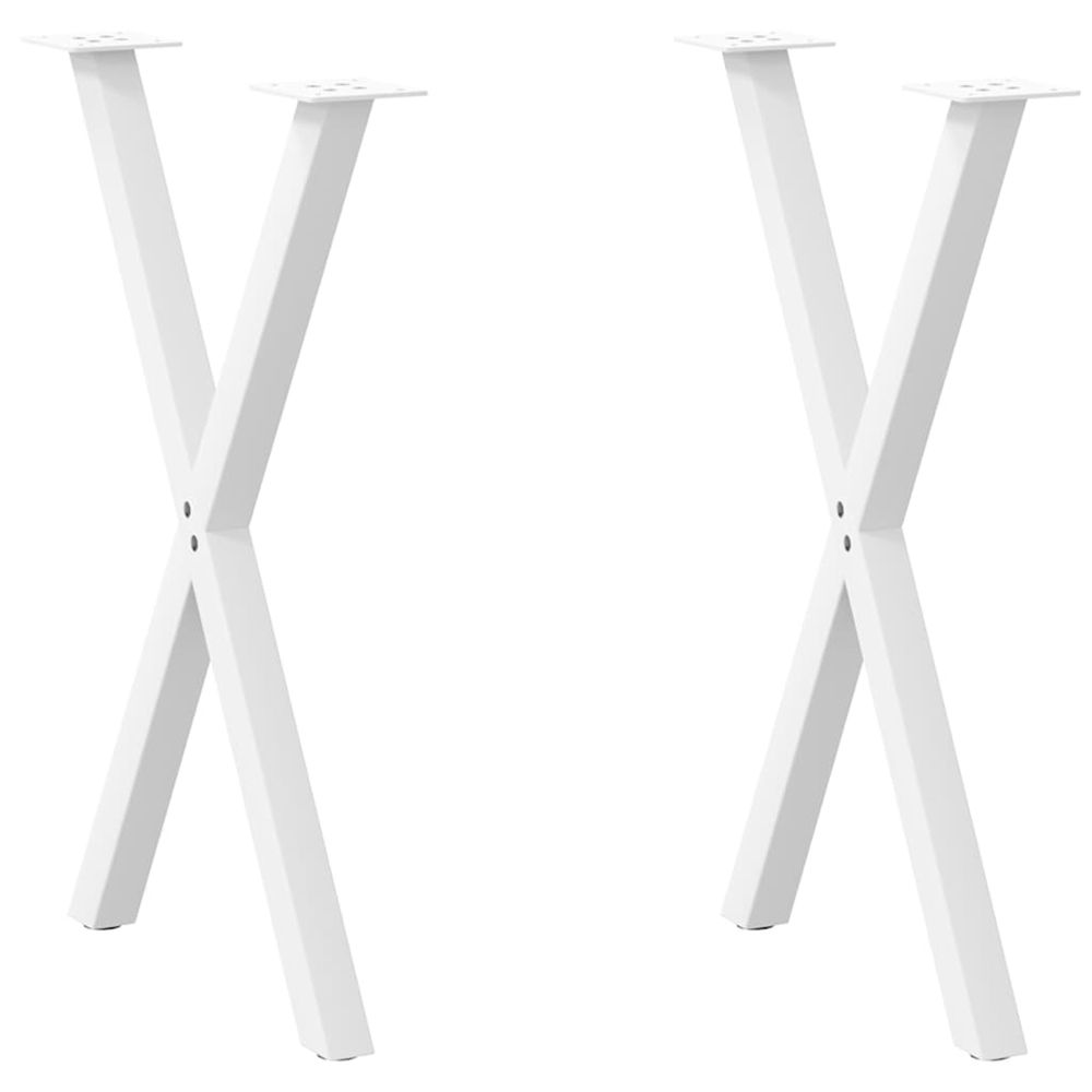 Pieds de table à manger en forme de x, 2 pièces, blanc, 57 x (72-73) cm, acier