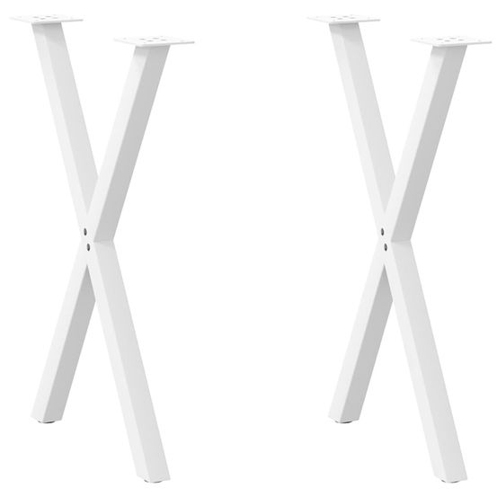 Pieds de table à manger en forme de x, 2 pièces, blanc, 57 x (72-73) cm, acier