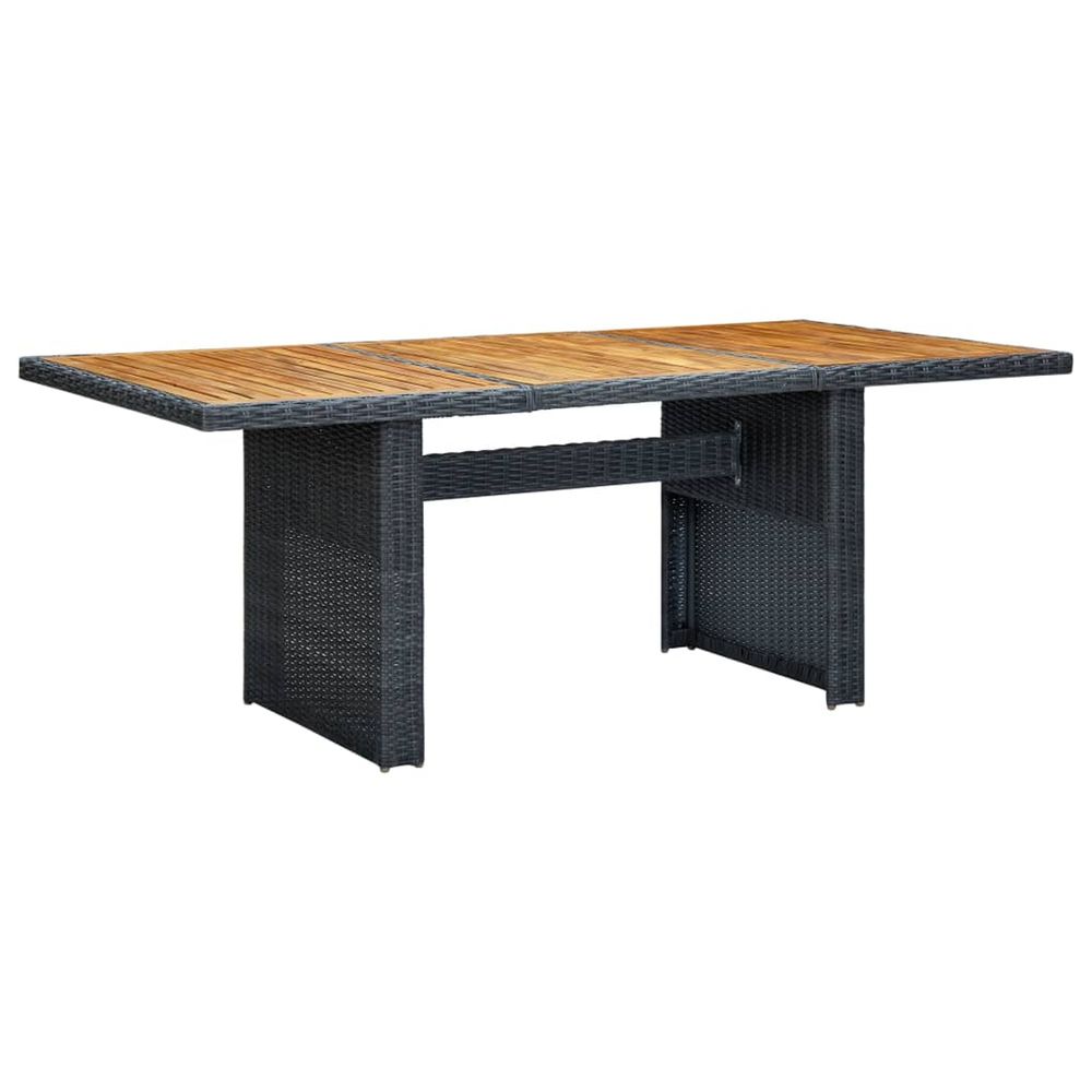 Table de jardin gris foncé résine tressée et bois d'acacia