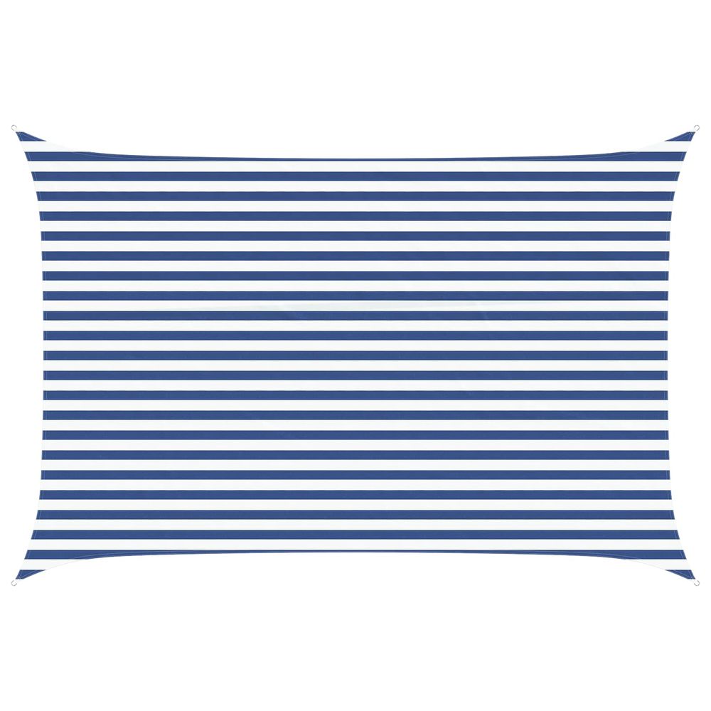 Voile d'ombre bleu et blanc 3 x 4,5 m 100 % polyester oxford