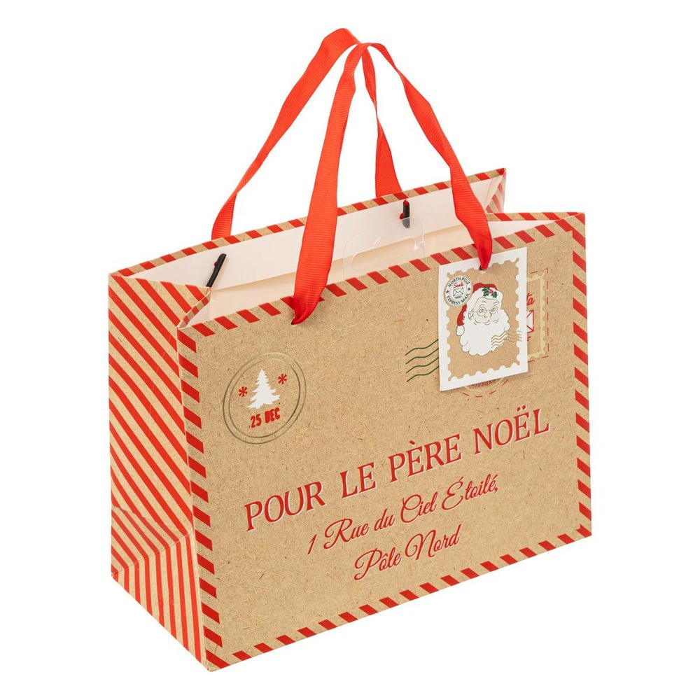 Sac cadeau imprimé petite taille cher père noël