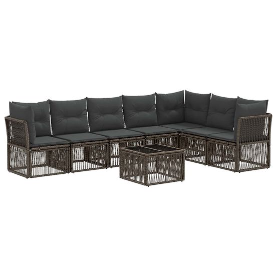Ensemble de canapé de jardin 8 pc gris polyrotin