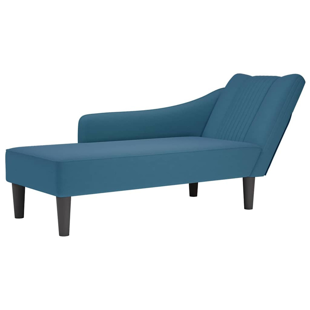 Fauteuil long avec accoudoir droit bleu velours