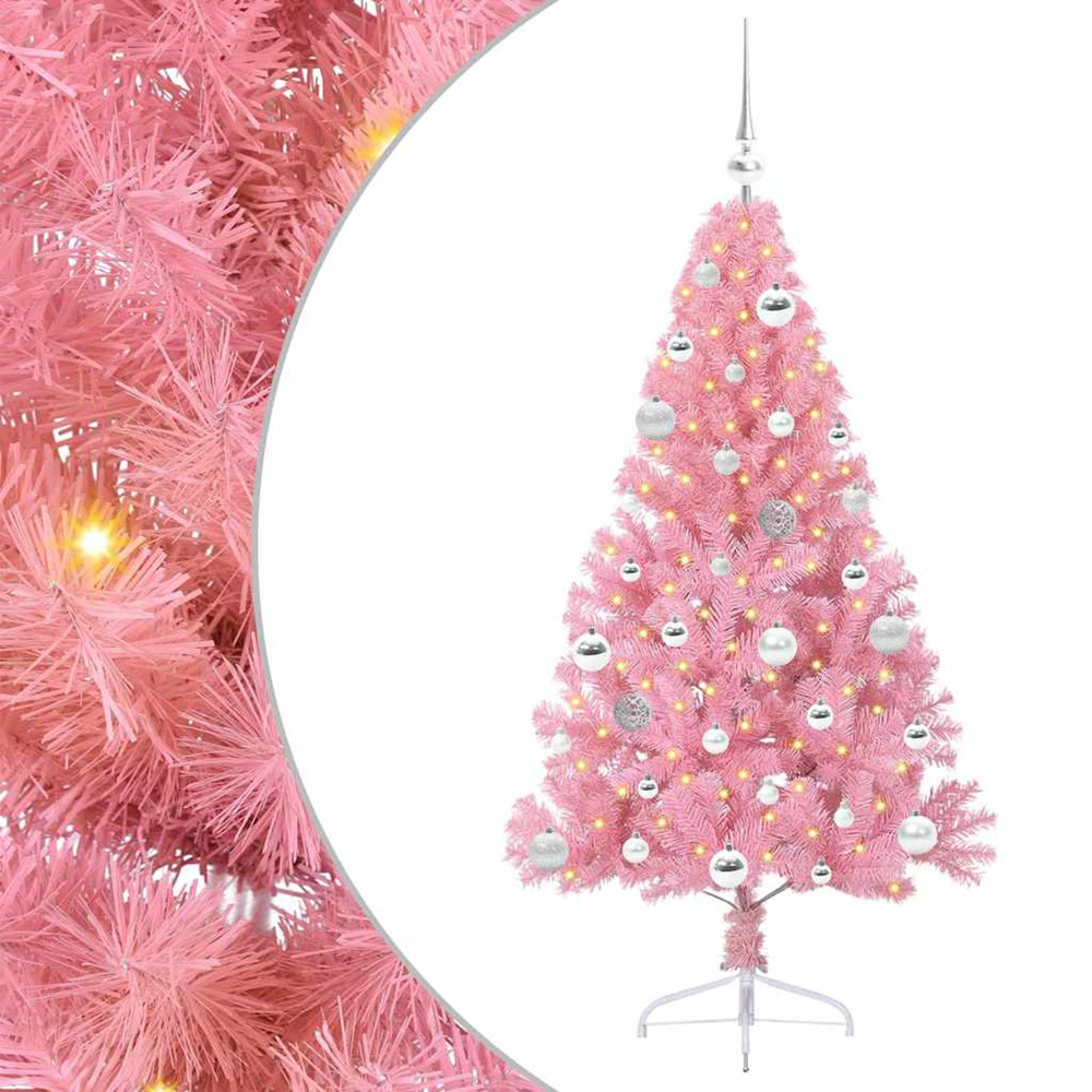 Sapin de noël artificiel pré-éclairé rose 150 cm pvc