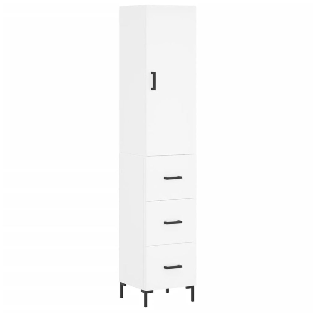 Buffet haut blanc 34,5x34x180 cm bois d'ingénierie
